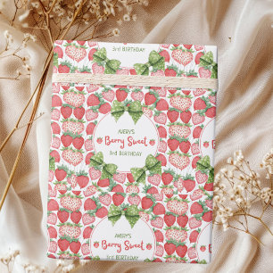 Bes zoete 3e verjaardag Aardbeienfeest Cadeaupapier