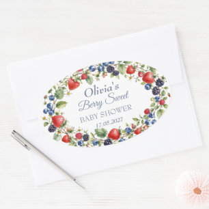 Bes Zoete Baby Shower Bosbes Baby Meisje Jongen Ovale Sticker