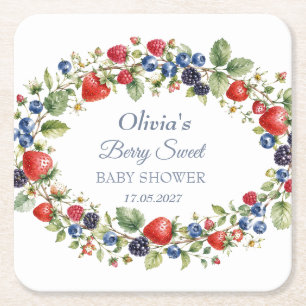 Bes Zoete Baby Shower Bosbes Baby Meisje Jongen Vierkante Kartonnen Onderzetter