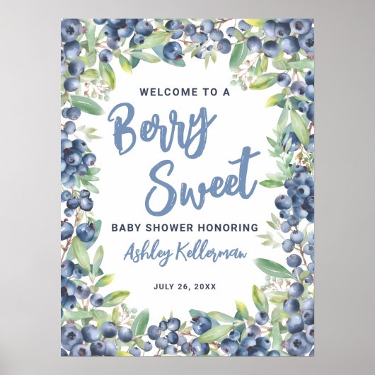 Bes Zoete Blauwebes Baby Shower Welkomstbord Poster (Voorkant)