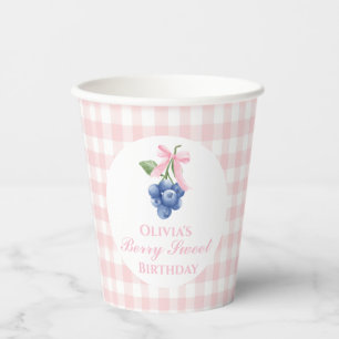 Bes zoete bosbes verjaardag Roze Strik Gingham Papieren Bekers
