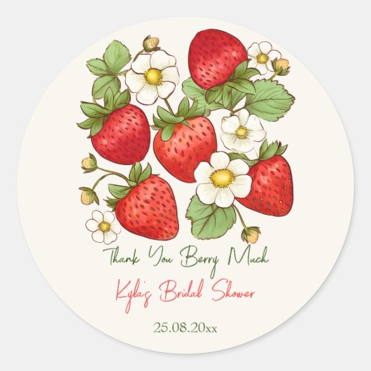 Bes zoete fruit aardbei bruidsdouche favoriet ronde sticker (Voorkant)