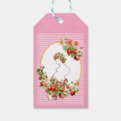 Bes zoete roze geruite babyshower cadeaulabel (Voorkant)
