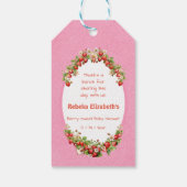 Bes zoete roze geruite babyshower cadeaulabel (Achterkant)