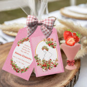Bes zoete roze geruite babyshower cadeaulabel