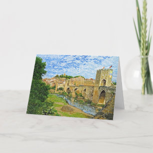 Besalu Spanje-Kleurpotlood Kaart