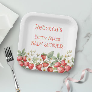 Bescheiden Baby Shower met Aardbeien Aardbeien Blo Papieren Bordje