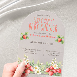 Bescheiden Baby Shower Uitnodiging Met Aardbeien Acryl Uitnodigingen