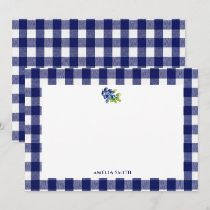 Bescheiden Blauwe Gingham Baby Shower Notitiekaartje