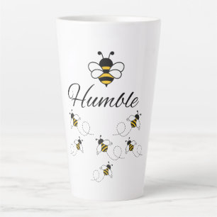 BESCHEIDEN HOMMEL WIT ZWART KERAMIEK 590 ML. LATTE MOK