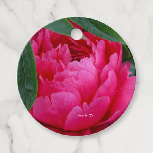 Bescheiden Roze Pioen Bedankjes Labels (Voorkant)