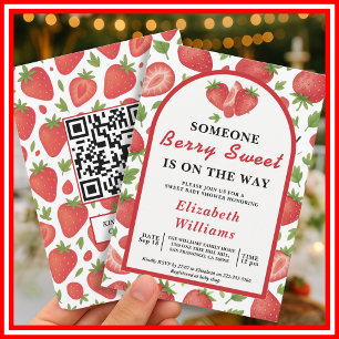 Bescheiden Zoete Aardbei Baby Shower QR RSVP Kaart