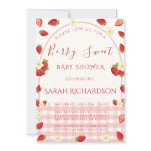 Bescheiden Zoete Aardbei Baby Shower Uitnodiging