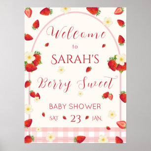 Bescheiden Zoete Aardbei Baby Shower Welkomstposte Poster