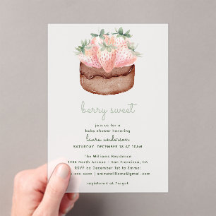 Bescheiden Zoete Aardbei Cupcake Baby Shower Acryl Uitnodigingen