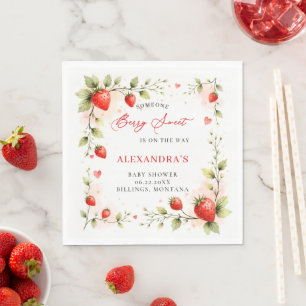 Bescheiden Zoete Aardbeituin Zomer Baby Shower Servet