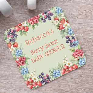 Bescheiden Zoete Baby Shower frame van bessen Vierkante Kartonnen Onderzetter