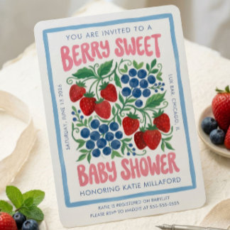 Bescheiden Zoete Baby Shower Uitnodiging | Aardbei