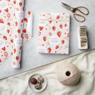 Bescheiden Zoete Botanische Kunst Roze Meisje Baby Cadeaupapier