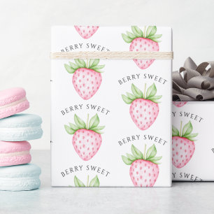 Bescheiden Zoete Waterverf Aardbeien Meisje Baby S Cadeaupapier