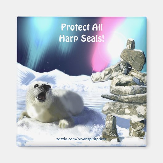 Bescherm alle zadelrobben! Wildlife Magnet Magneet (Voorkant)