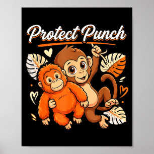Bescherm baby aap sla punch grappige primaat meme poster