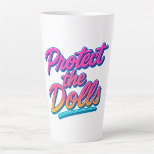 Bescherm de Poppen Neon Retro Kunst Latte Mok