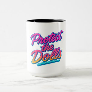 Bescherm de Poppen Neon Retro Kunst Mok