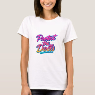 Bescherm de Poppen Neon Retro Kunst T-shirt