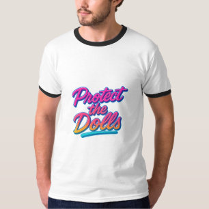 Bescherm de Poppen Neon Retro Kunst T-shirt