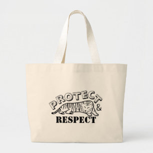 Bescherm en respecteer de tijger van het wilde lev grote tote bag