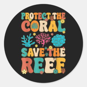 Bescherm het koraal Red het koraalrif A Ronde Sticker