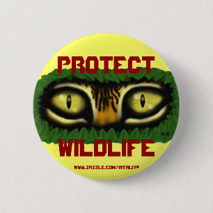 Bescherm in het wild levende tijgerogen grafische ronde button 5,7 cm