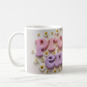 Bescherm je energie pastel madeliefjes bloemen ans koffiemok
