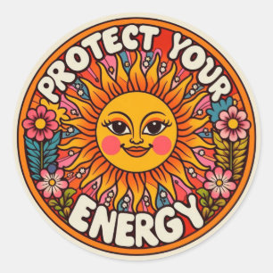Bescherm Je Energie Sticker - Retro 70s Zon & Flow