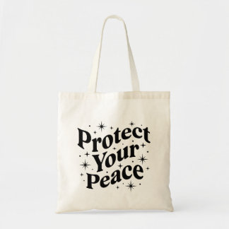 Bescherm Je Vrede Retro Groovy Spreuk Tote Bag