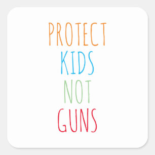 Bescherm kinder Niet pistolen kleuren handgeschrev Vierkante Sticker