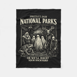 Bescherm Nationale Parken Spooky Cryptid Bigfoot Fleece Deken