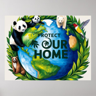 Bescherm ons huis 'Viral Eco-Friendly Wereldbol Ar Poster
