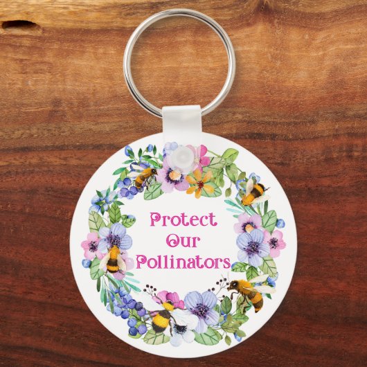 Bescherm onze bestuivers bijenbloemen sleutelhanger (Achterkant)