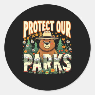 Bescherm onze nationale parken Schattige Ranger Be Ronde Sticker
