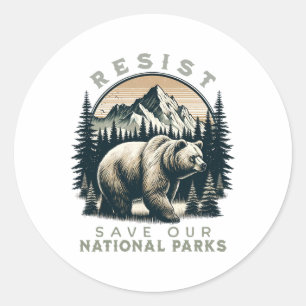 Bescherm onze nationale parken Weersta Retro GR Ronde Sticker