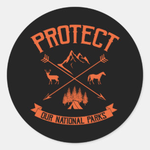 BESCHERM ONZE NATIONALE PARKS GUNSTIGE Wandelende  Ronde Sticker