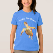 Bescherm onze oceanen groene Zeeen schildpad Tri-Blend Shirt (Voorkant)
