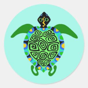 Bescherm onze oceanen -Groene Zeeen SCHILDPAD- Wil Ronde Sticker