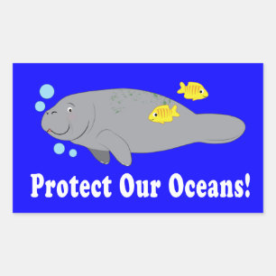 Bescherm onze oceanen met een beheerster rechthoekige sticker