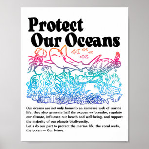 Bescherm onze oceanen Red Earth World Ocean Day Poster