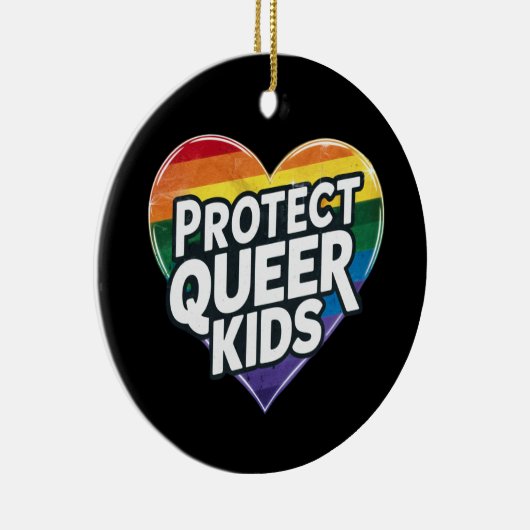 Bescherm Queer Kinder Rainbow Heart LGBT Pride Keramisch Ornament (Rechts)