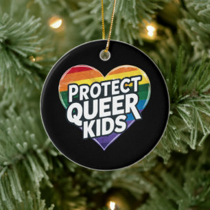Bescherm queer kinderen Regenboog Hart LGBT tro Keramisch Ornament