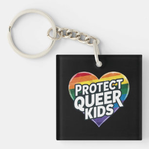  Bescherm queer kinderen  Regenboog Hart  LGBT tro Sleutelhanger